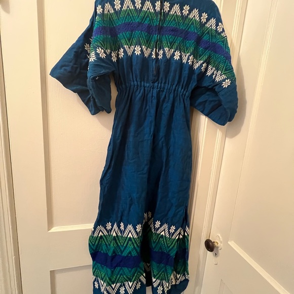 Vintage Boho Hippie 70s/60s Embroidered Denim Maxi Dress - Picture 6 of 7